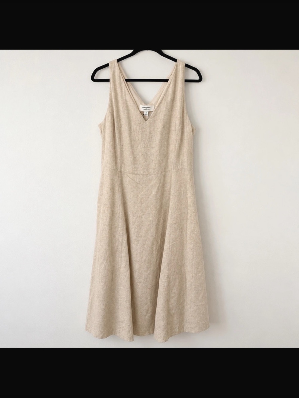 Banana Republic Linen Blend V-Neck Midi Dress XL NWT Neutral Beige